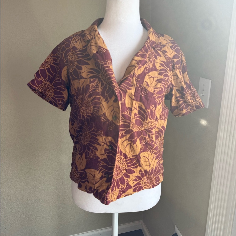 Madewell Floral Print Women's short sleeve button down Top